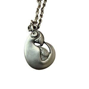 Vintage Eivind Hillestad Norway Pewter Pendant Necklace Seal Creature Bird